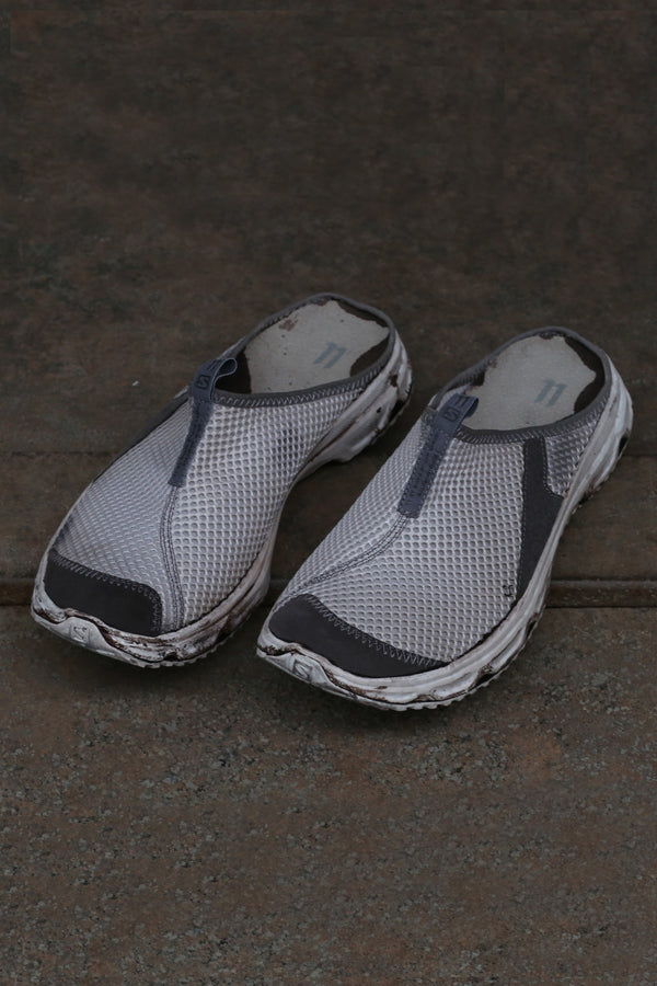 11 BY BORIS BIDJAN SABERI Dirty Grey Mesh Slippers BABAS2